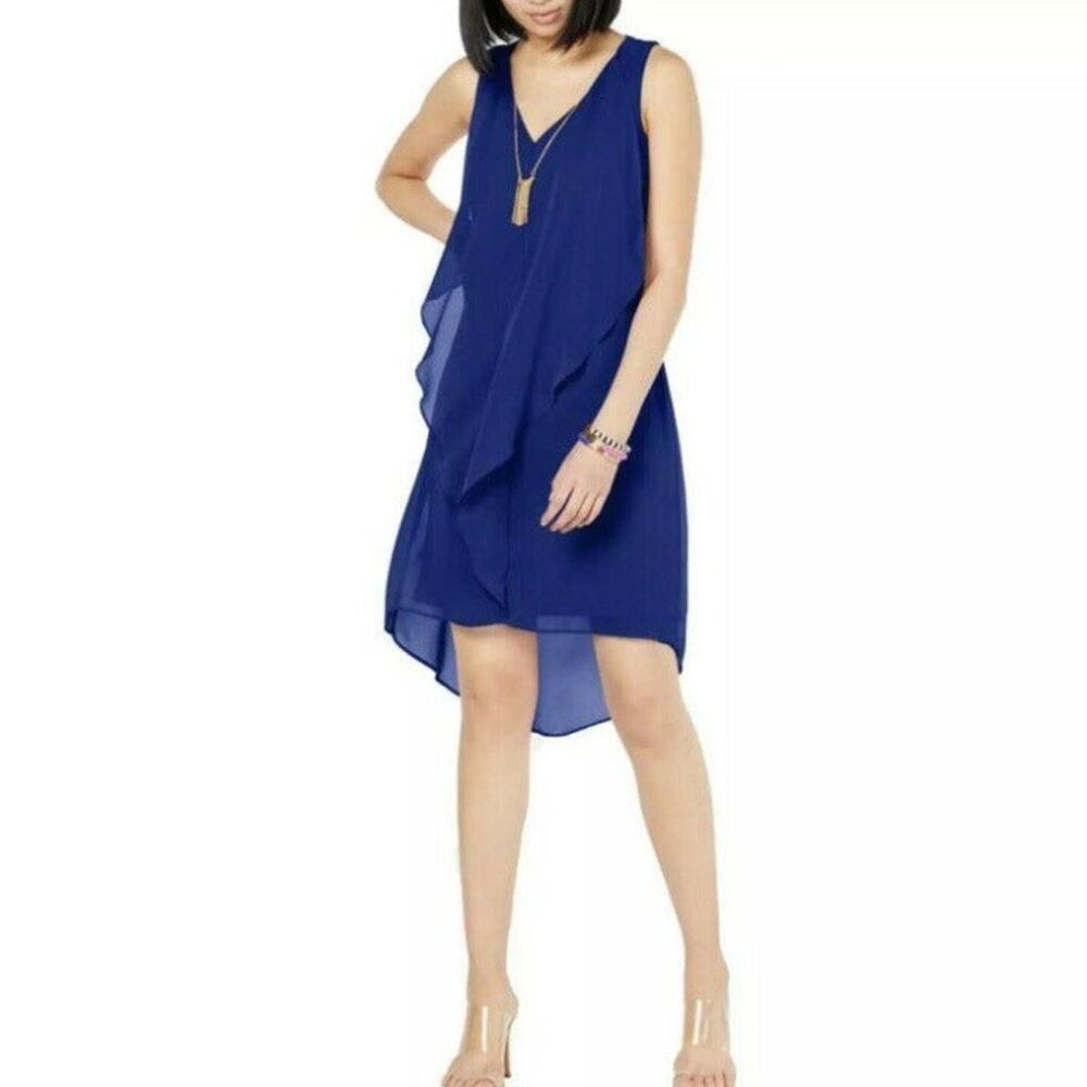 INC‎ Royal Blue Ruffled V-Neck Midi Dress Size Small NEW